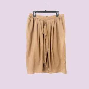 TSE Womens Cotton Pleated Ruffled Pocket Skirt Brown SZ 12 Lagenlook Artsy Boho